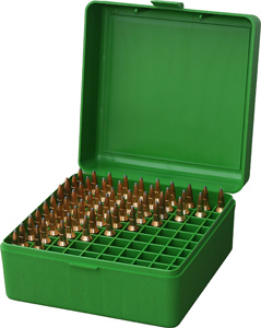 MTM Flip-Top Ammo Box 25 ACP to 32 S&W Long 50-Round Plastic Green