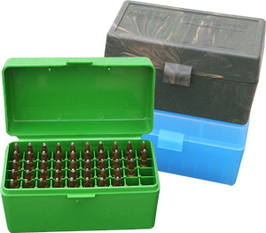 MTM Case-Gard 50 Rifle Ammo Boxes .22 Hornet & .30 Carbine Green